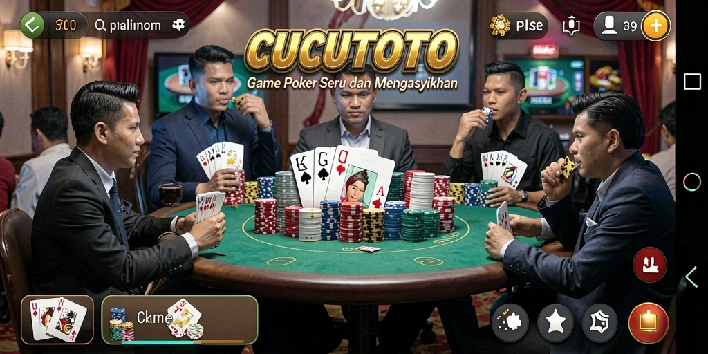 Gameplay seru CUCUTOTO menampilkan aksi Poker yang mendebarkan.