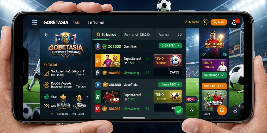 Tampilan gameplay aplikasi GOBETASIA untuk taruhan olahraga.