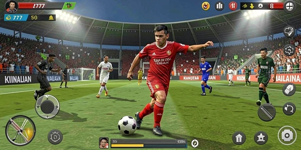 Tampilan gameplay seru dari L777 dengan pertandingan sepak bola.