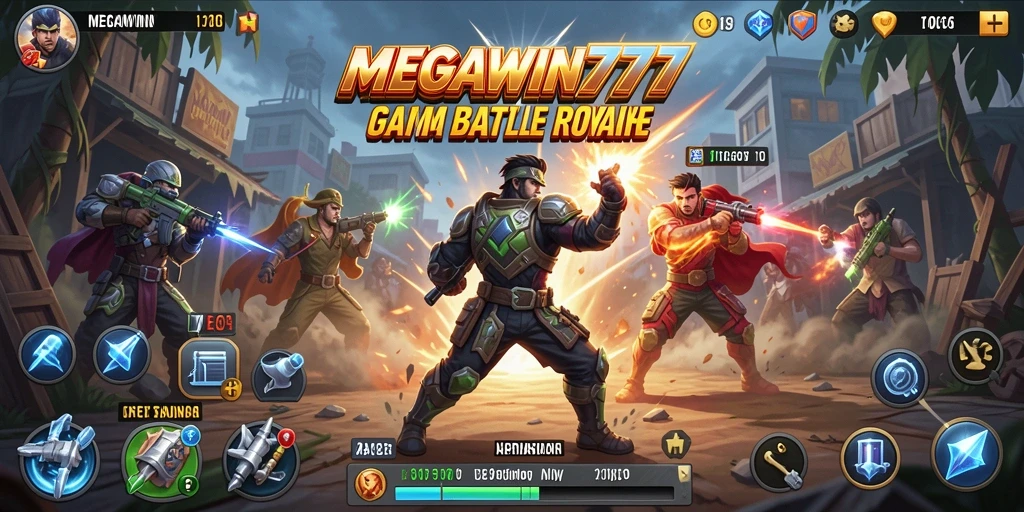 Gameplay seru MEGAWIN777 dalam suasana Battle Royale.