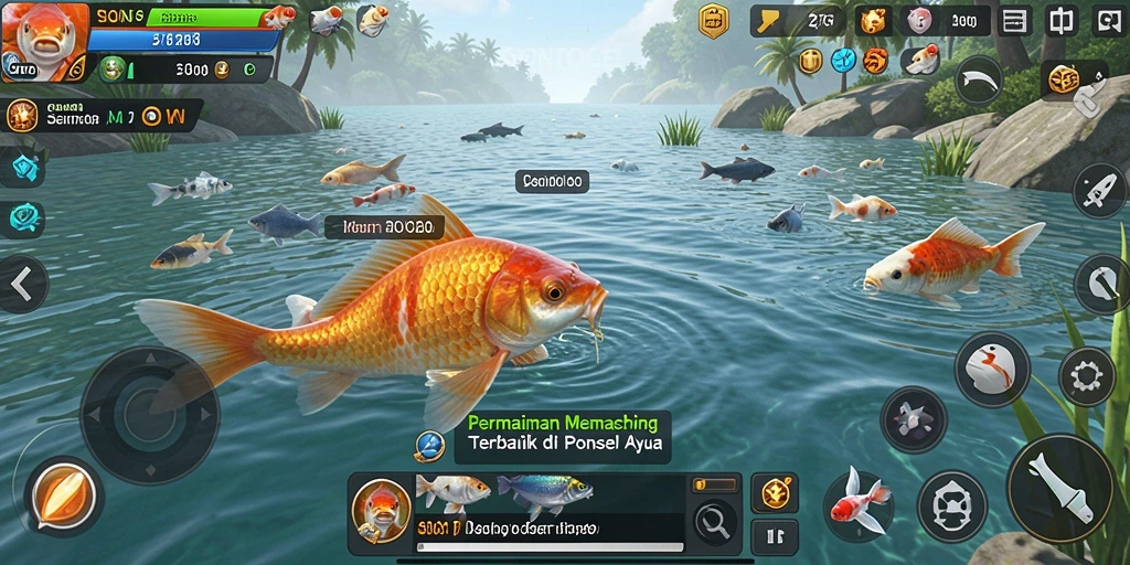 Tampilan gameplay SONTOGEL dengan pengalaman memancing yang mendebarkan.