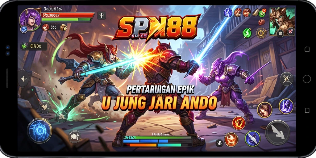 Tangkapan layar gameplay SPN88 menampilkan aksi pertarungan yang intens.