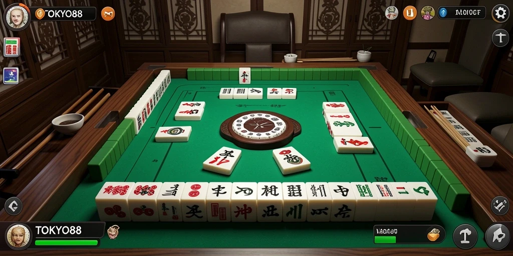 Tampilan gameplay menarik dari TOKYO88 dalam permainan Mahjong.