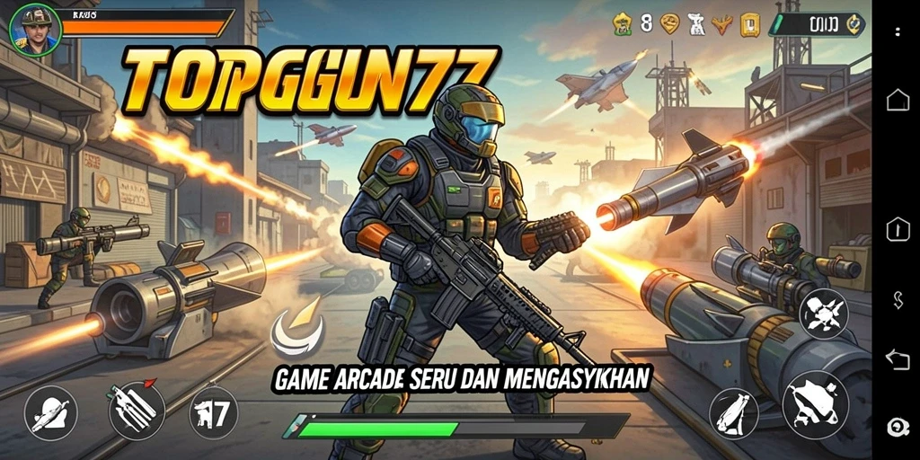 Screenshot gameplay dari TOPGUN77 yang menampilkan aksi seru dan tantangan.
