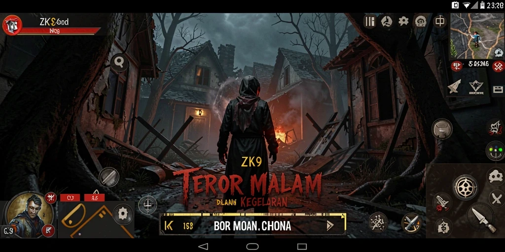 Screenshot gameplay ZK9 yang menampilkan suasana horror yang mencekam.